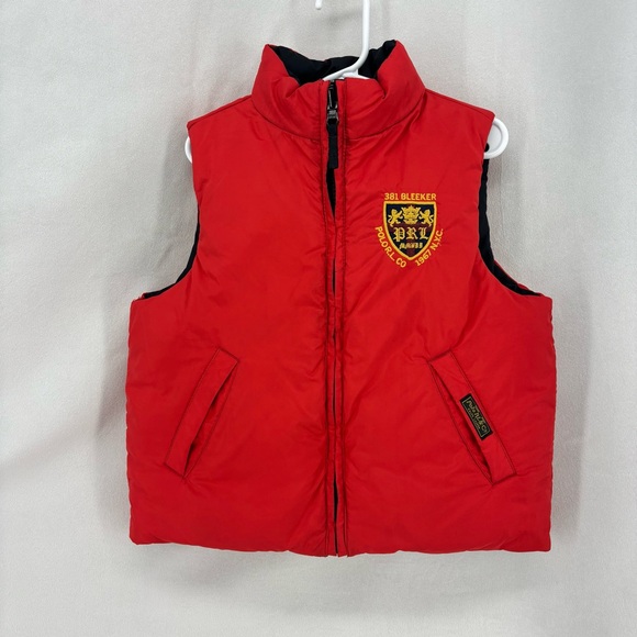 Polo Ralph Lauren Other - Polo Ralph Lauren Reversible Puffer Vest Boys Size 3/3T Red Black Embroidered